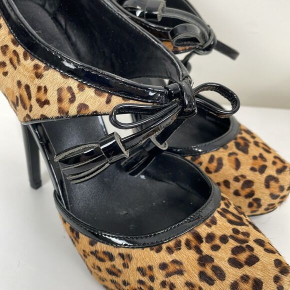 Charles David Women’s 7.5 Platform Heels Leopard Print Pony Hair Tassel Stiletto - Picture 7 of 11